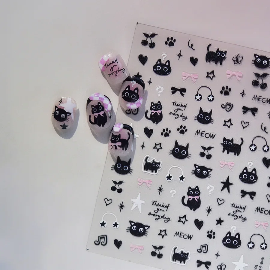 Cute Black Cat Kitten Nail Sti - Anime Merchandise Nepal recensie en prijs